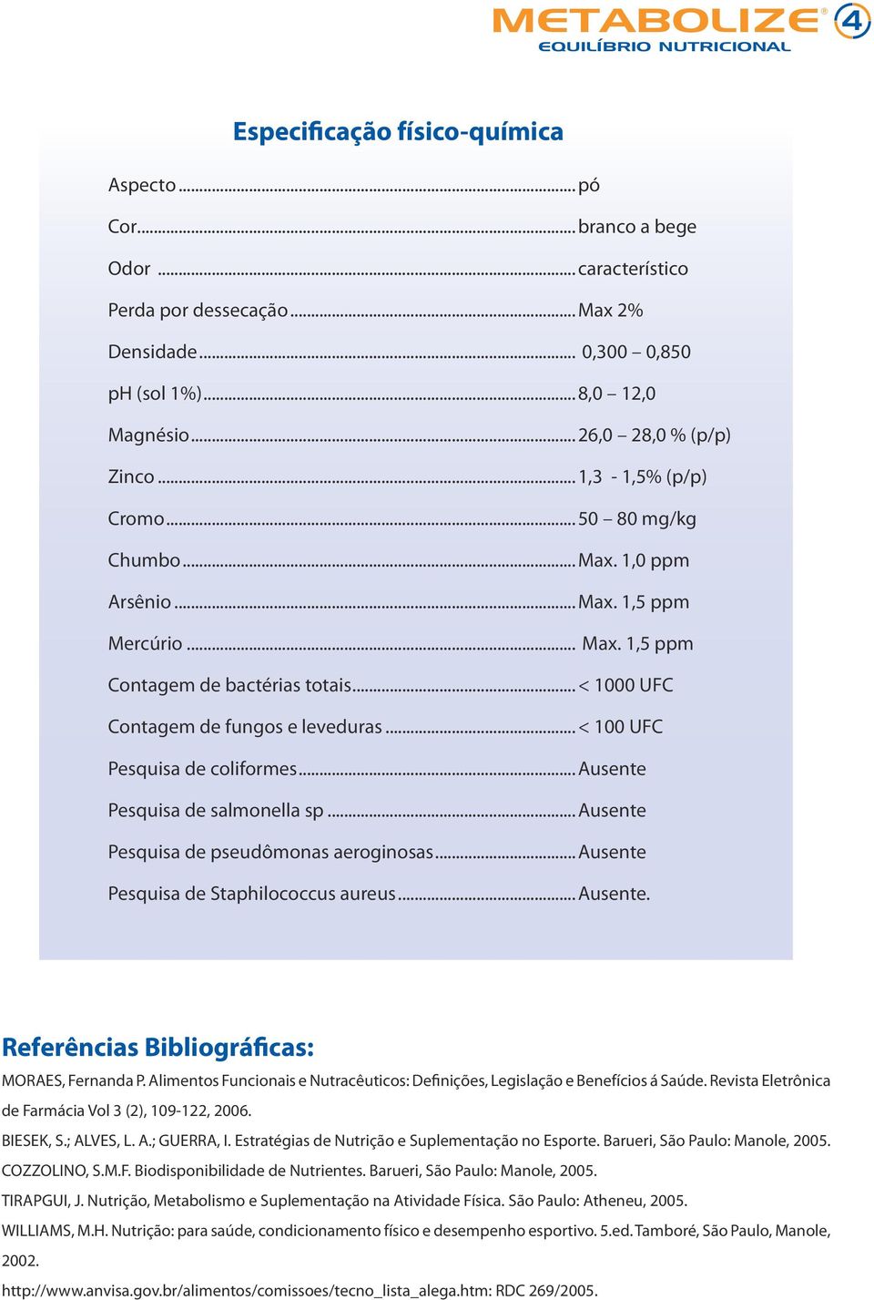 .. < 1000 UFC Contagem de fungos e leveduras... < 100 UFC Pesquisa de coliformes... Ausente Pesquisa de salmonella sp... Ausente Pesquisa de pseudômonas aeroginosas.