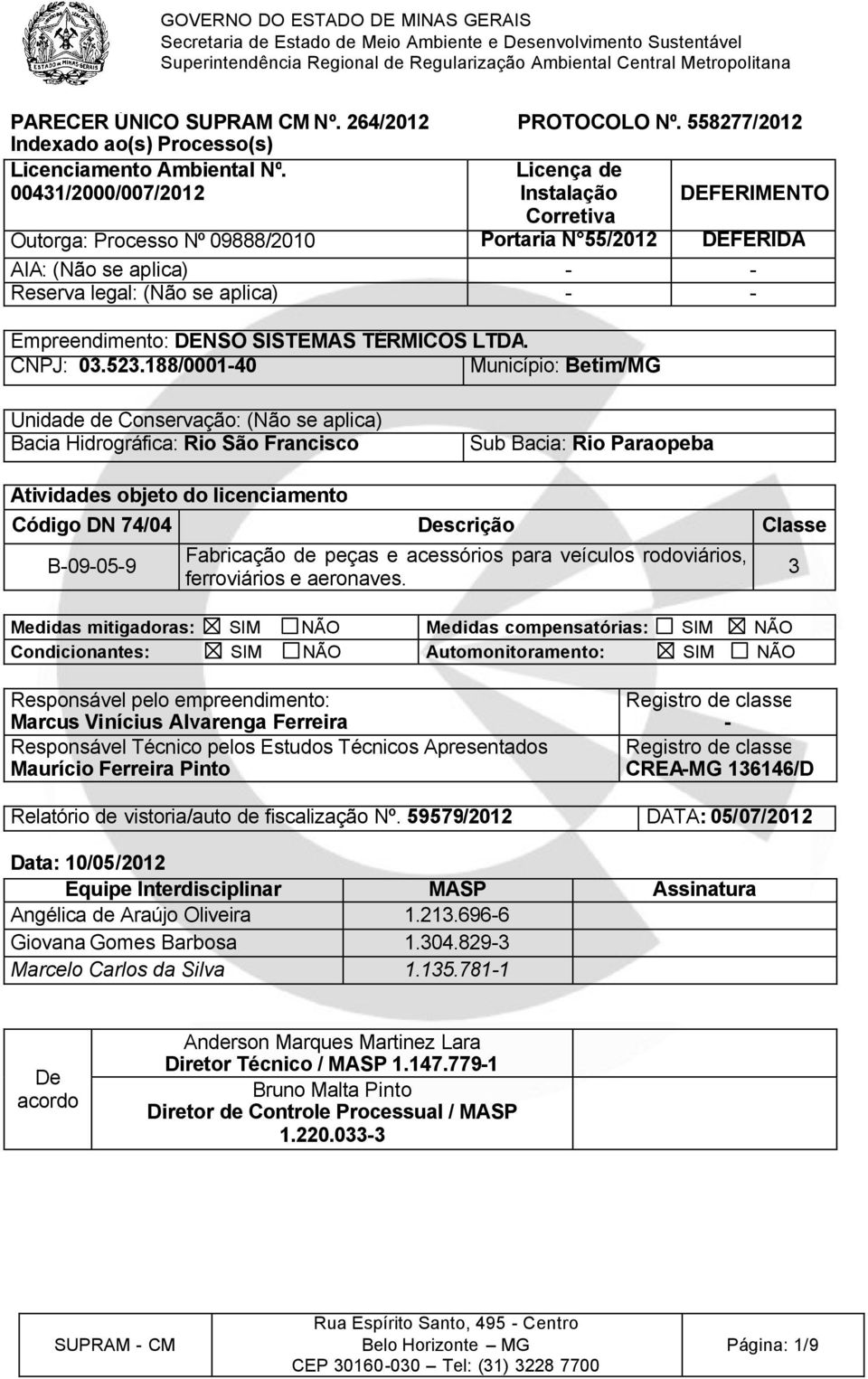 DENSO SISTEMAS TÉRMICOS LTDA. CNPJ: 03.523.