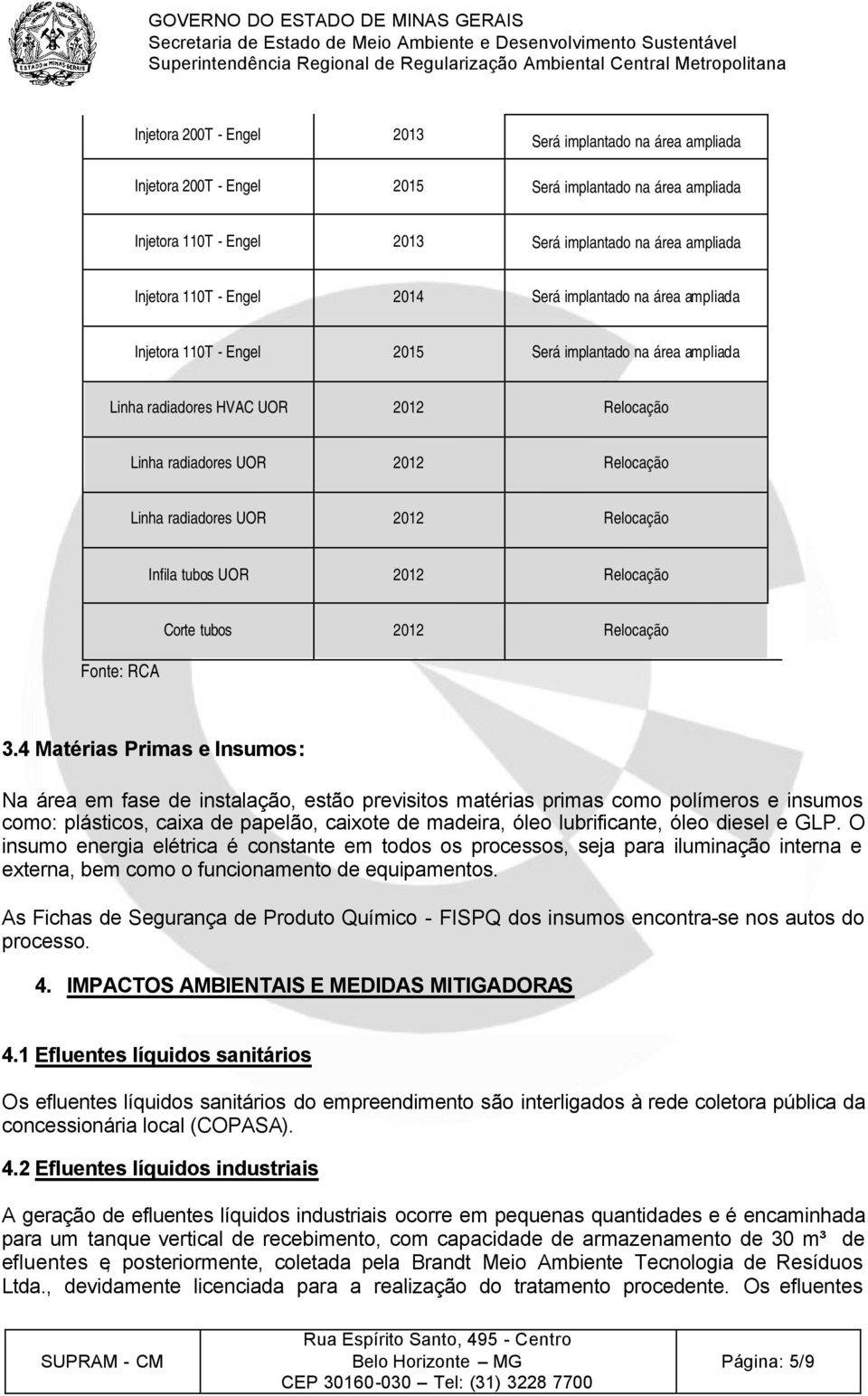 UOR 2012 Relocação Infila tubos UOR 2012 Relocação Fonte: RCA Corte tubos 2012 Relocação 3.