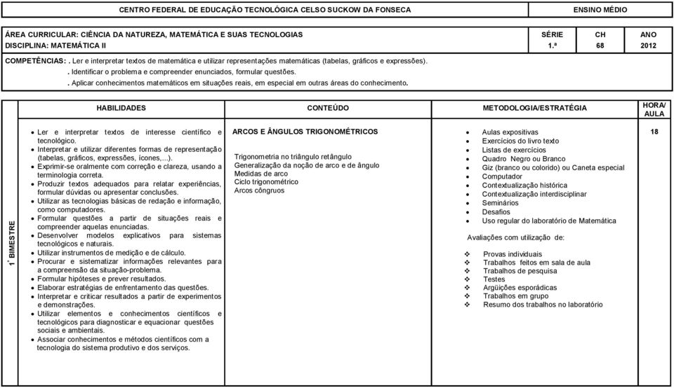 . Identificar o problema e compreender enunciados, formular questões.. Aplicar conhecimentos matemáticos em situações reais, em especial em outras áreas do conhecimento.