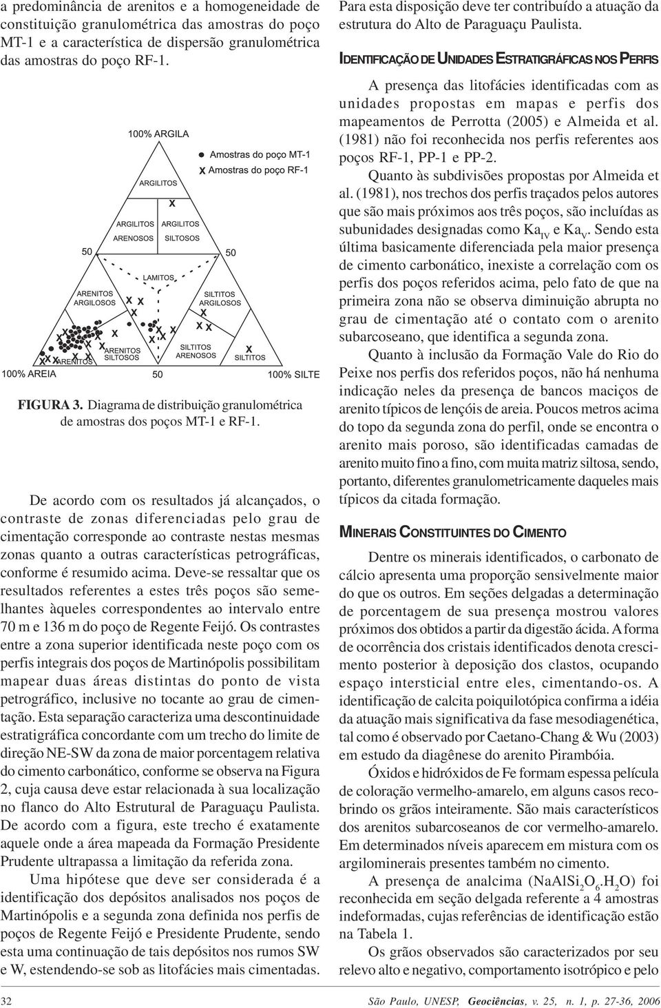 De acordo com os resultados já alcançados, o contraste de zonas diferenciadas pelo grau de cimentação corresponde ao contraste nestas mesmas zonas quanto a outras características petrográficas,