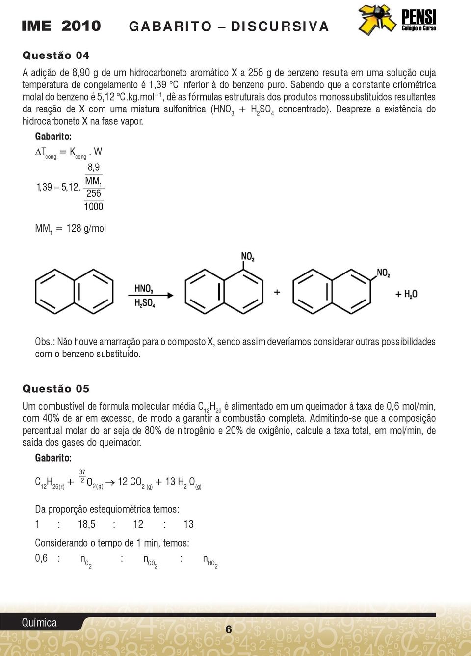 mol 1, dê as fórmulas esruurais dos produos monossubsiuídos resulanes da reação de X com uma misura sulfonírica (HNO 3 + H SO 4 concenrado). Despreze a exisência do hidrocarboneo X na fase vapor.