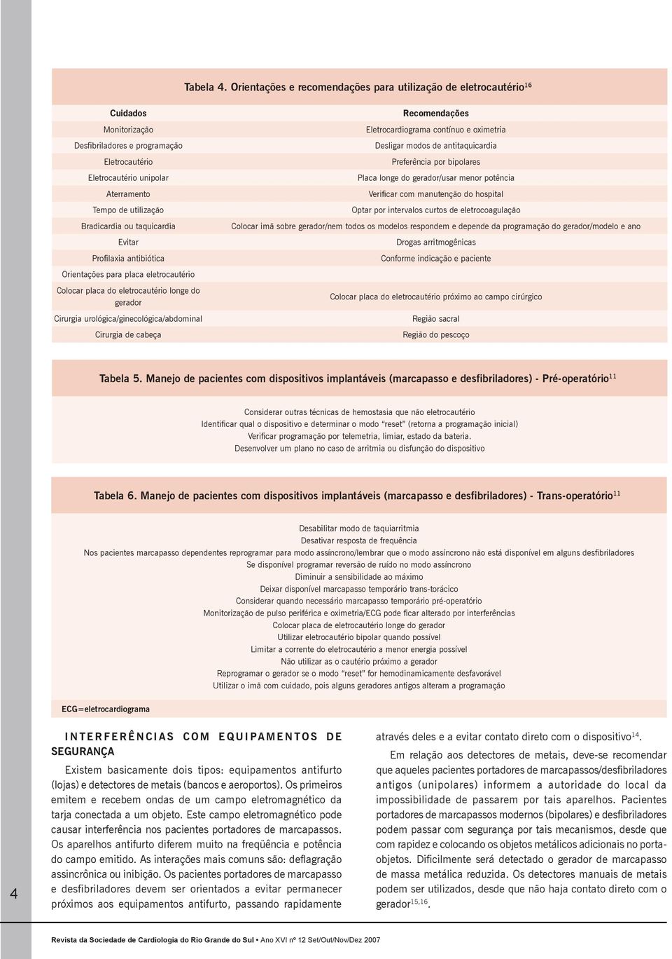 Bradicardia ou taquicardia Evitar Profilaxia antibiótica Orientações para placa eletrocautério Colocar placa do eletrocautério longe do gerador Cirurgia urológica/ginecológica/abdominal Cirurgia de