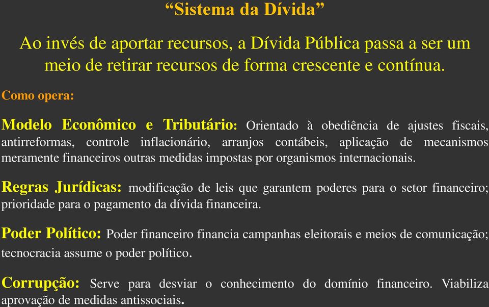 financeiros outras medidas impostas por organismos internacionais.