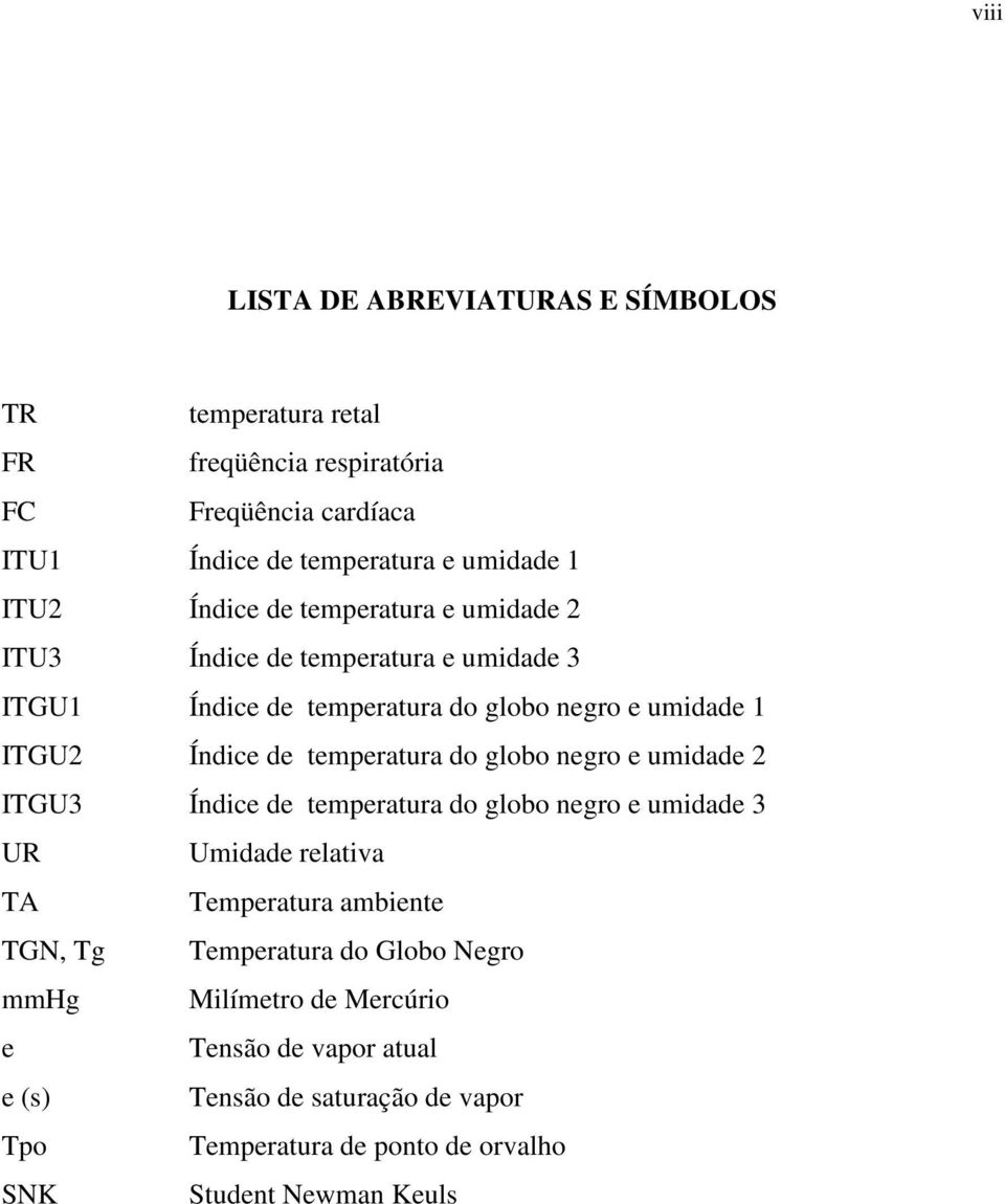 temperatura do globo negro e umidade 2 ITGU3 Índice de temperatura do globo negro e umidade 3 UR Umidade relativa TA Temperatura ambiente TGN, Tg