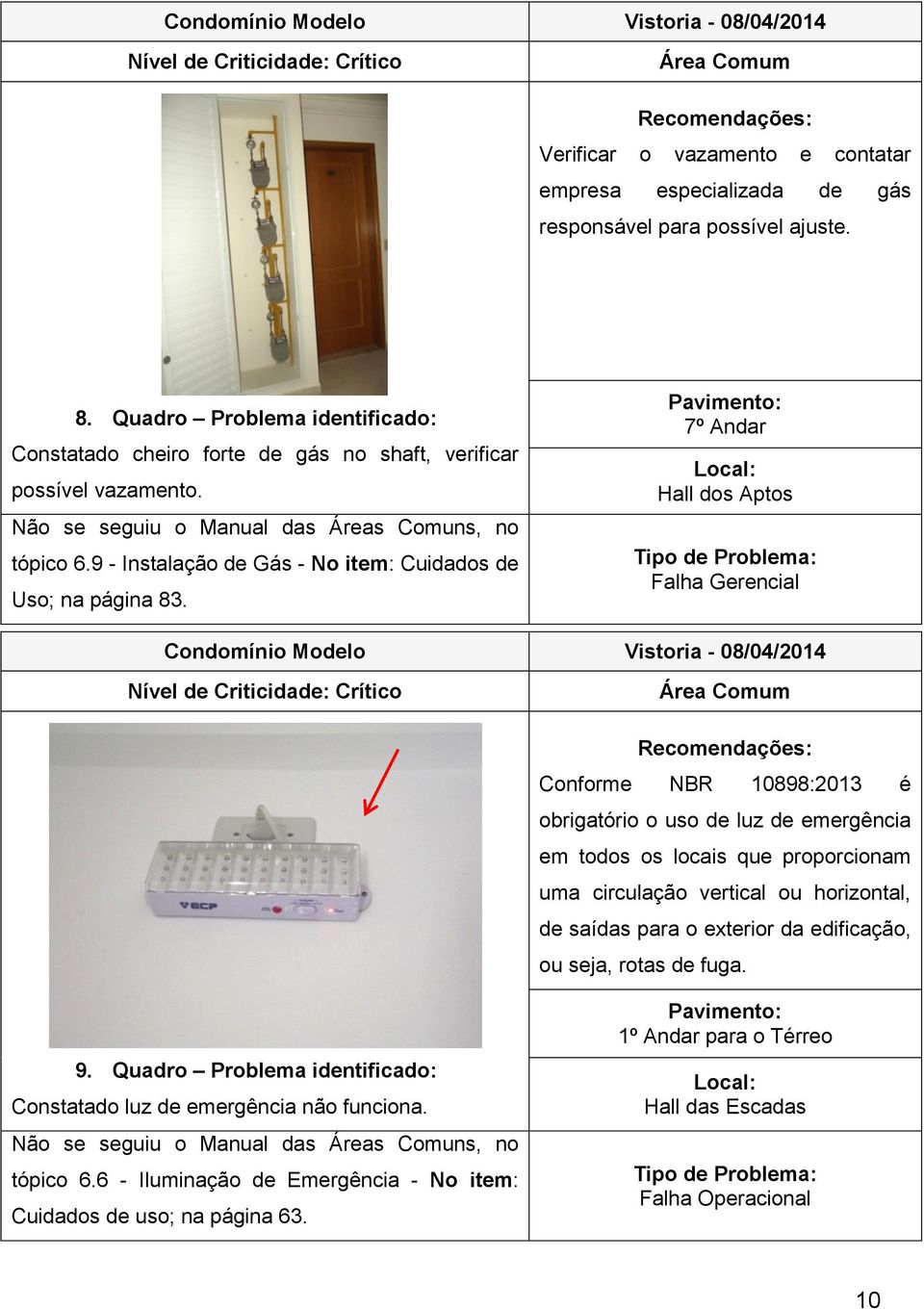 9 - Instalação de Gás - No item: Cuidados de Uso; na página 83.