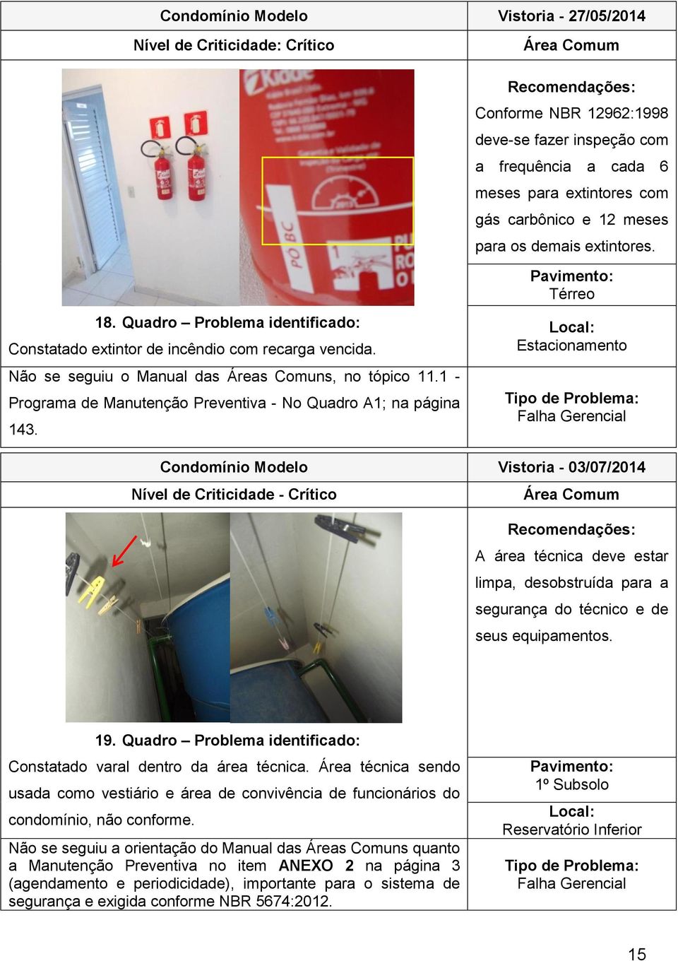 1 - Programa de Manutenção Preventiva - No Quadro A1; na página 143.