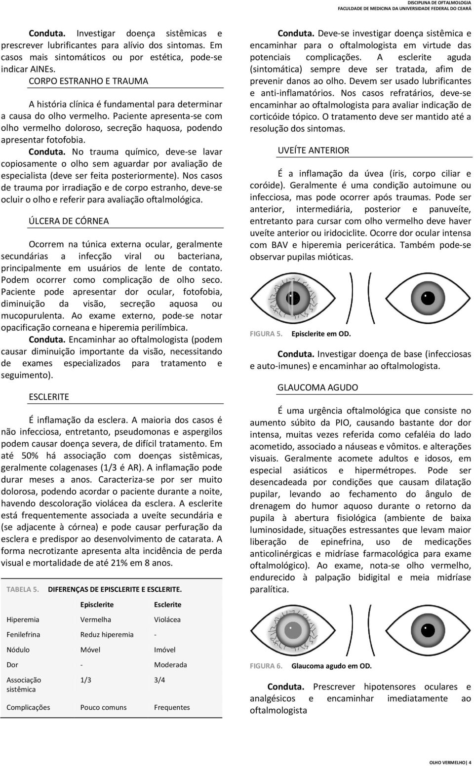 Conduta. No trauma químico, deve se lavar copiosamente o olho sem aguardar por avaliação de especialista (deve ser feita posteriormente).