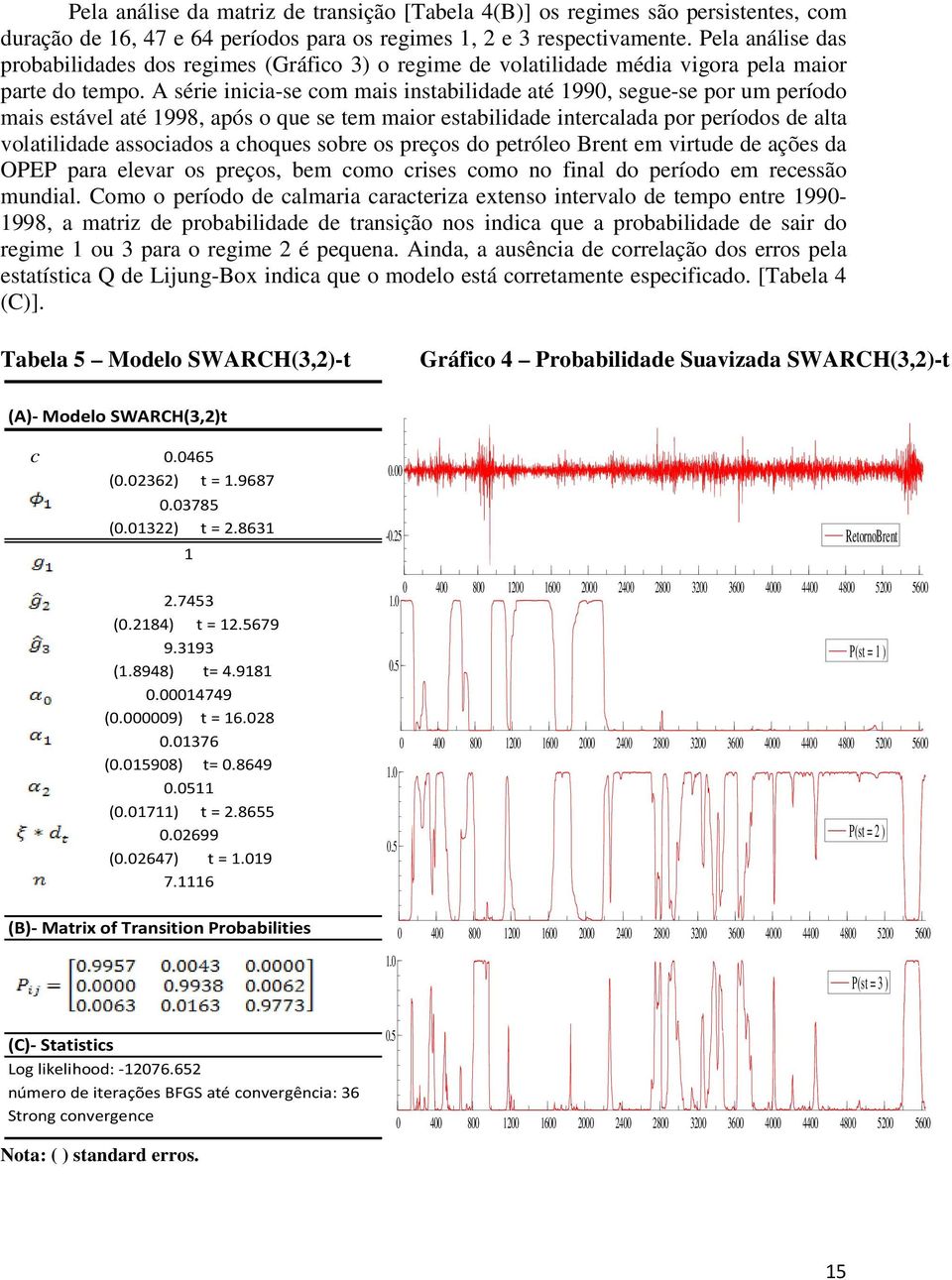 A série inicia-se com mais instabilidade até 1990, segue-se por um período mais estável até 1998, após o que se tem maior estabilidade intercalada por períodos de alta volatilidade associados a