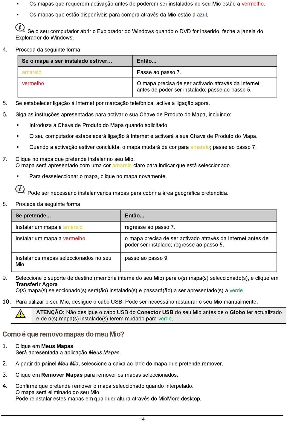 .. amarelo Passe ao passo 7. vermelho O mapa precisa de ser activado através da Internet antes de poder ser instalado; passe ao passo 5.