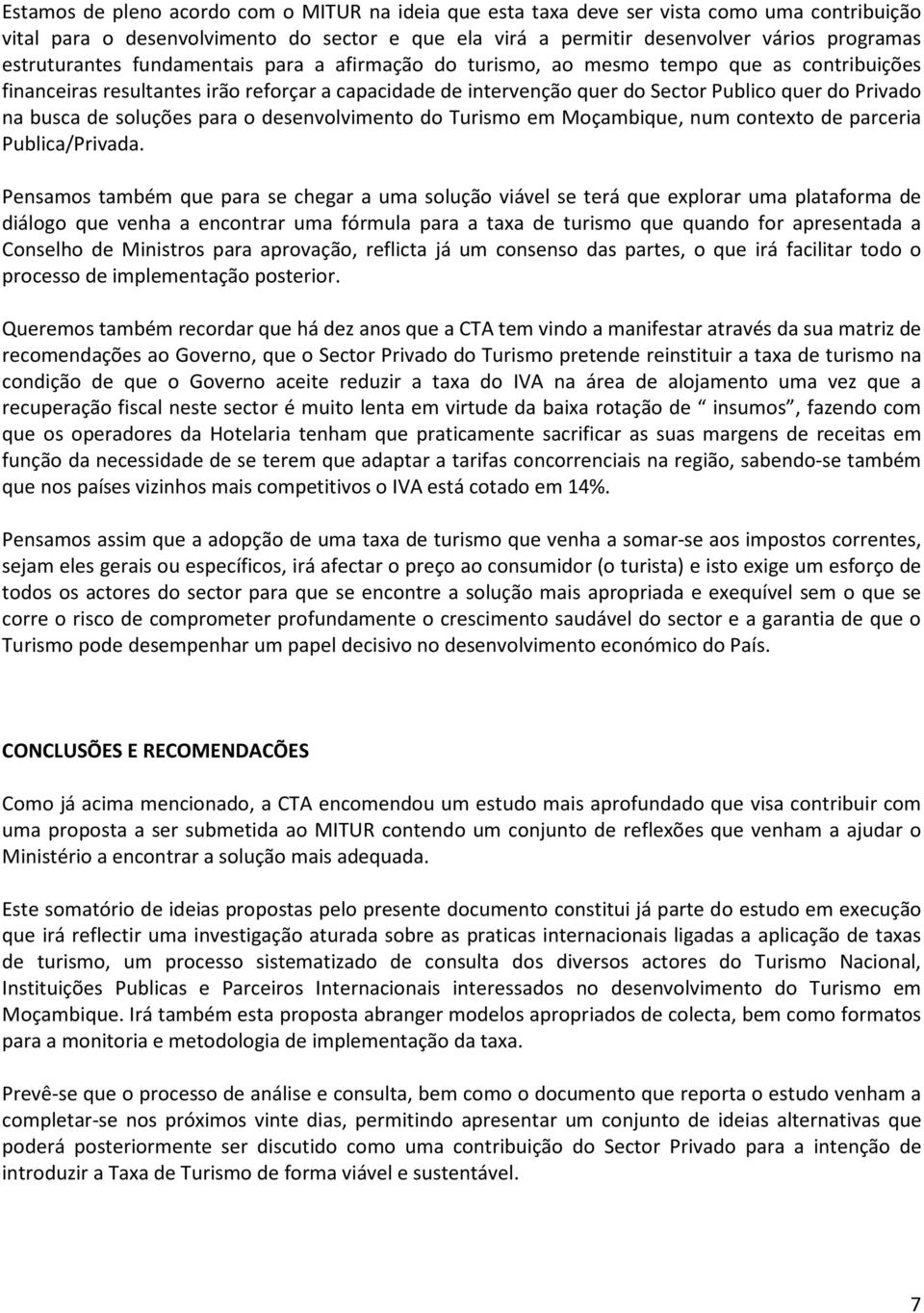 busca de soluções para o desenvolvimento do Turismo em Moçambique, num contexto de parceria Publica/Privada.