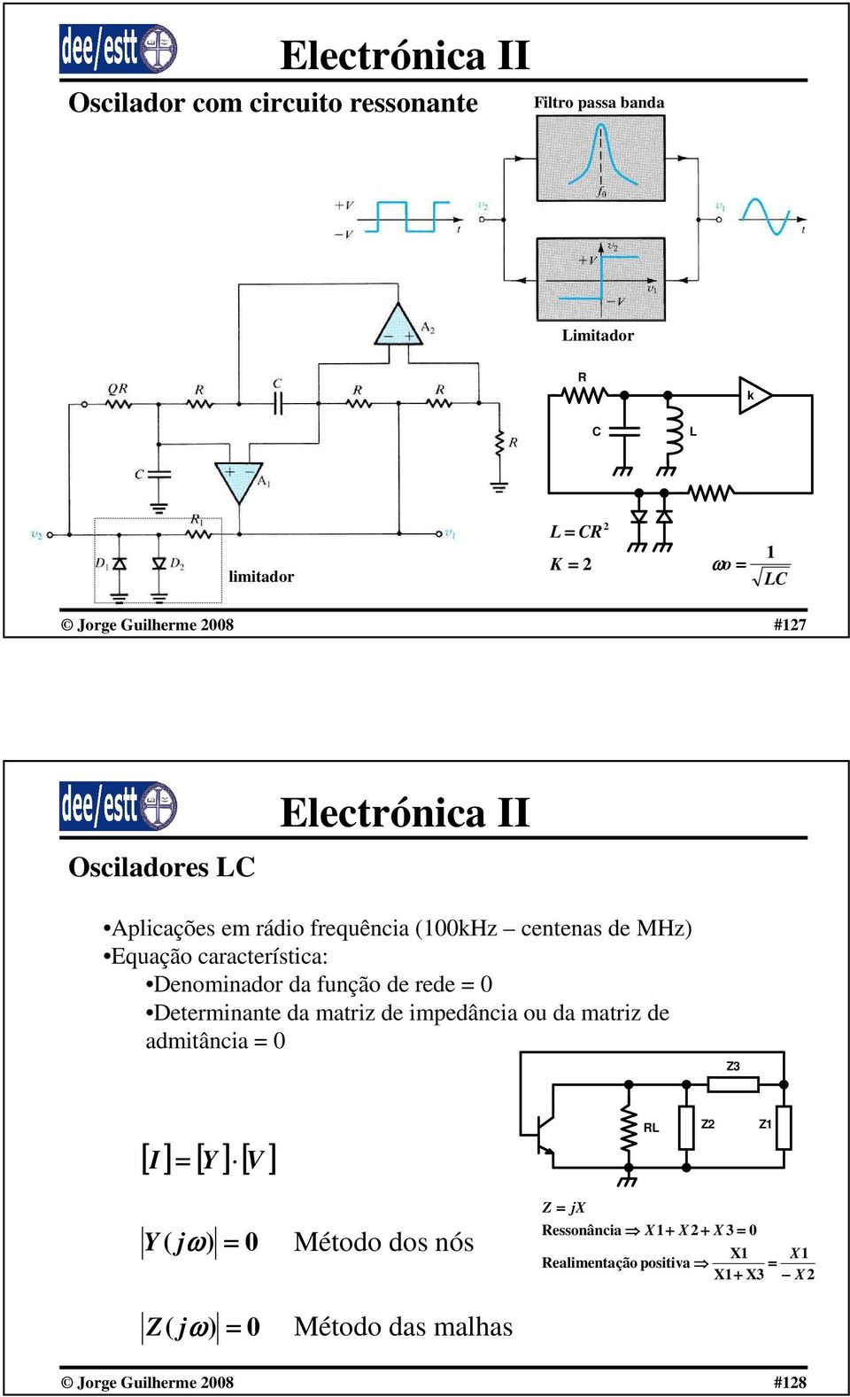 rede 0 Determiate da matriz de impedâcia ou da matriz de admitâcia 0 Z3 [ I] [ Y ] [ V ] RL Z Z Z jx Y j