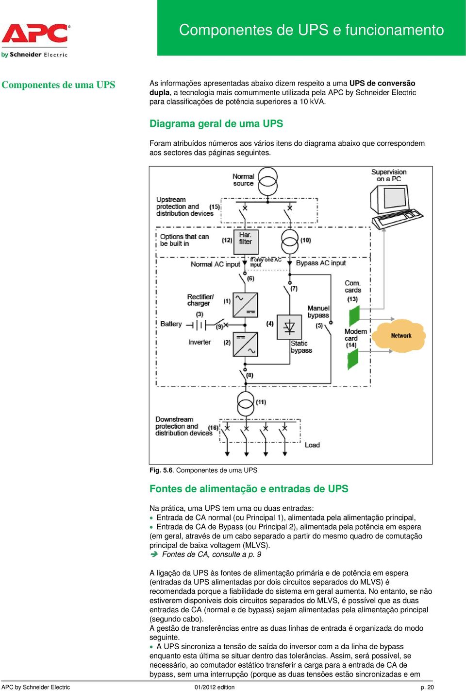 Diagrama geral de uma UPS Foram atribuídos números aos vários itens do diagrama abaixo que correspondem aos sectores das páginas seguintes. Fig. 5.6.