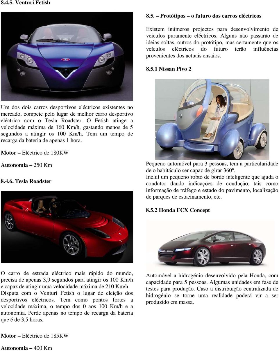 1 Nissan Pivo 2 Um dos dois carros desportivos eléctricos existentes no mercado, compete pelo lugar de melhor carro desportivo eléctrico com o Tesla Roadster.