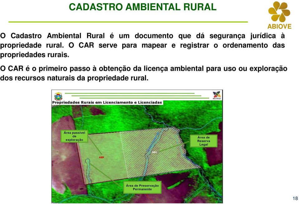 O CAR serve para mapear e registrar o ordenamento das propriedades rurais.