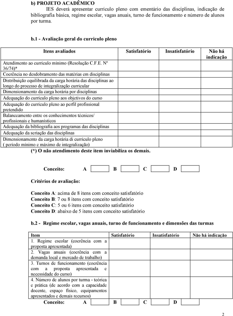 Nº 36/74)* Coerência no desdobramento das matérias em disciplinas Distribuição equilibrada da carga horária das disciplinas ao longo do processo de integralização curricular Dimensionamento da carga