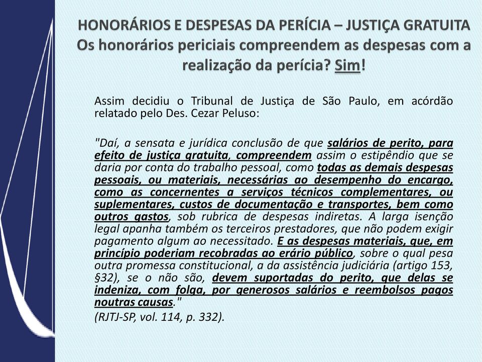 demais despesas pessoais, ou materiais, necessárias ao desempenho do encargo, como as concernentes a serviços técnicos complementares, ou suplementares, custos de documentação e transportes, bem como