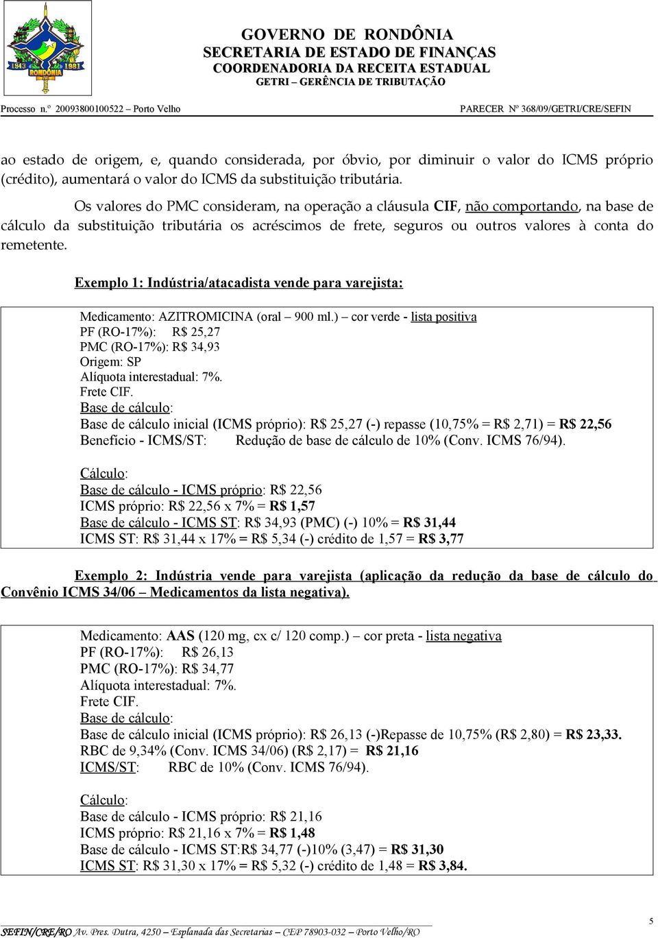 Exemplo 1: Indústria/atacadista vende para varejista: Medicamento: AZITROMICINA (oral 900 ml.