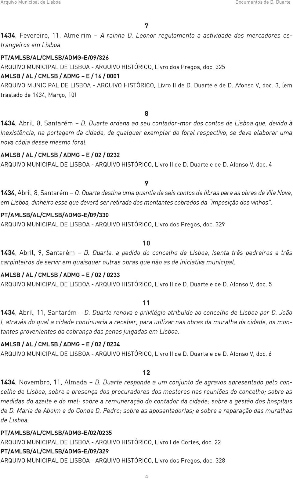 325 AMLSB / AL / CMLSB / ADMG E / 16 / 0001 ARQUIVO MUNICIPAL DE LISBOA - ARQUIVO HISTÓRICO, Livro II de D. Duarte e de D. Afonso V, doc.
