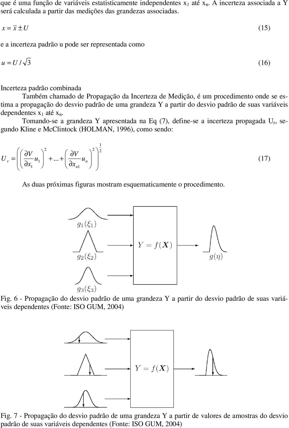 do desvio padrão de uma gradeza Y a partir do desvio padrão de suas variáveis depedetes x até x.