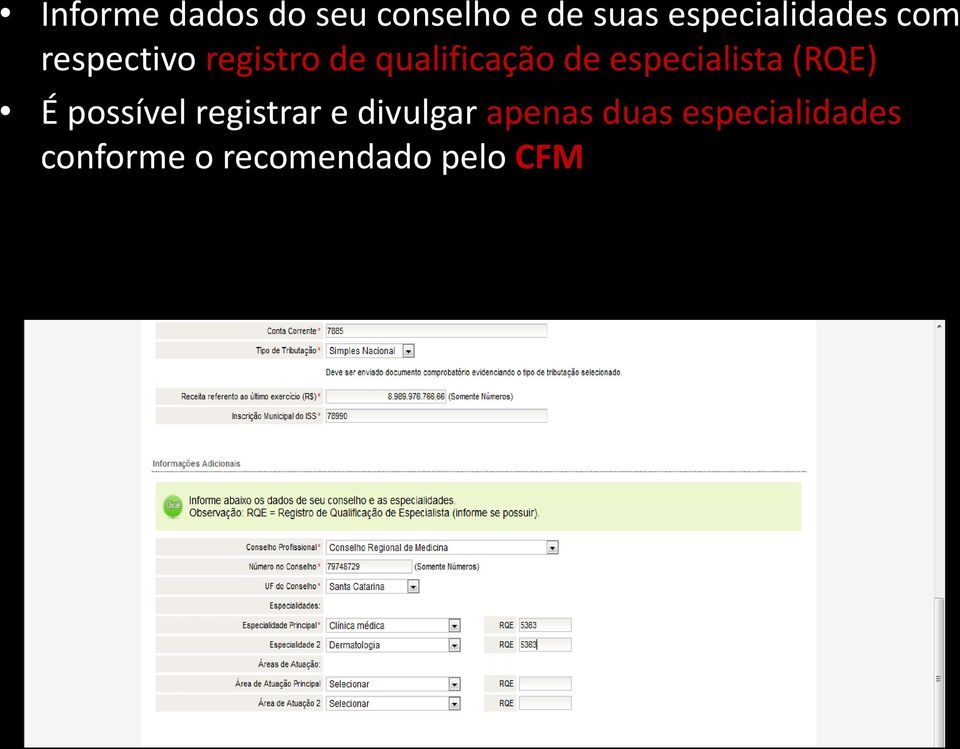 qualificação de especialista (RQE) É possível