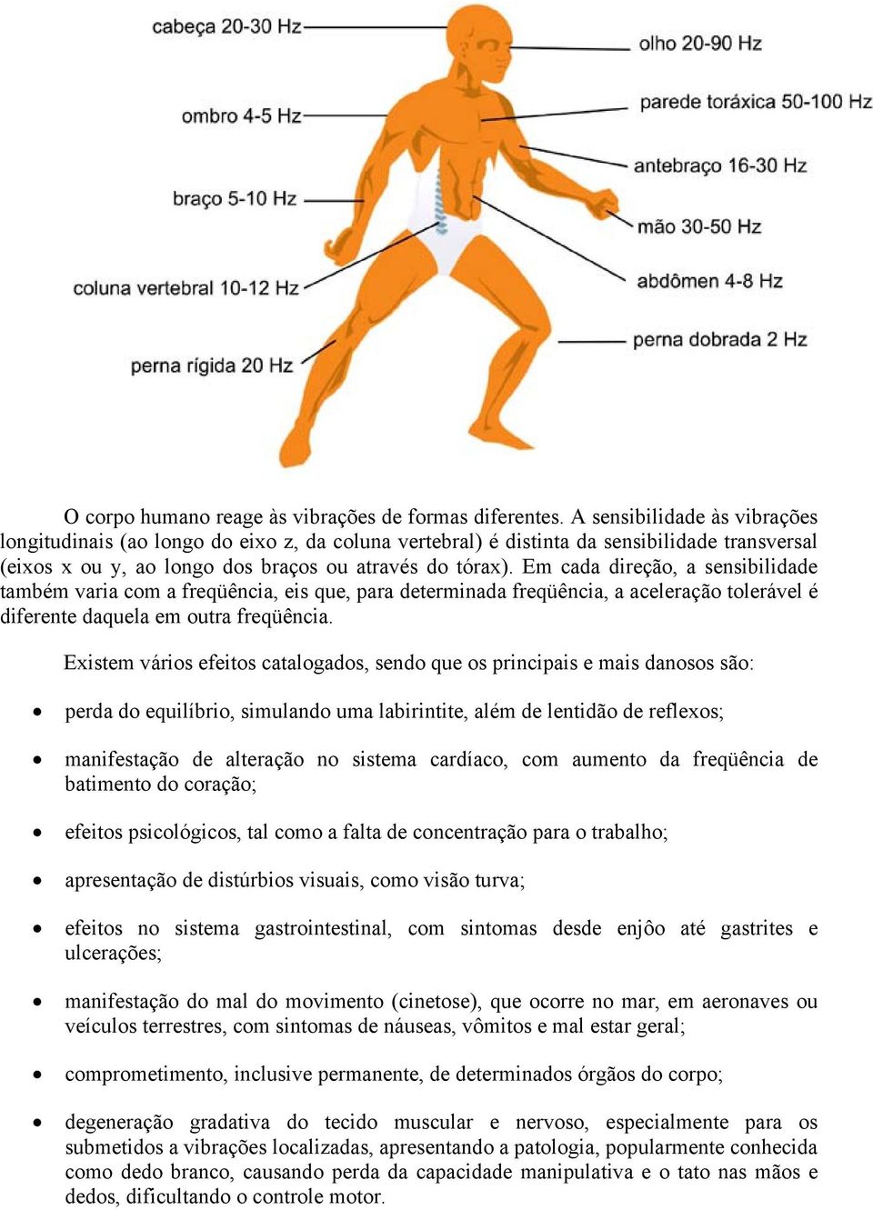 Em cada direção, a sensibilidade também varia com a freqüência, eis que, para determinada freqüência, a aceleração tolerável é diferente daquela em outra freqüência.