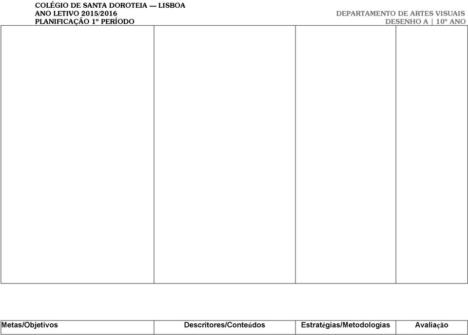 PLANIFICAÇÃO 1º PERÍODO DESENHO A 10º ANO