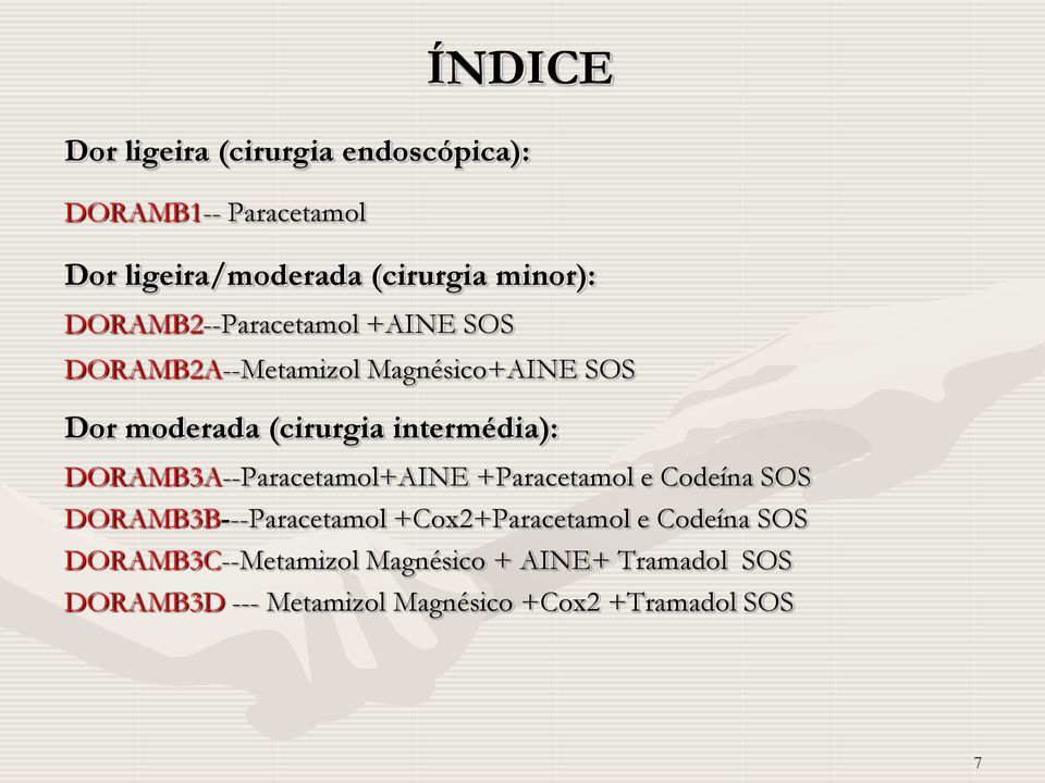 DORAMB3A--Paracetamol+AINE +Paracetamol e Codeína SOS DORAMB3B---Paracetamol +Cox2+Paracetamol e Codeína