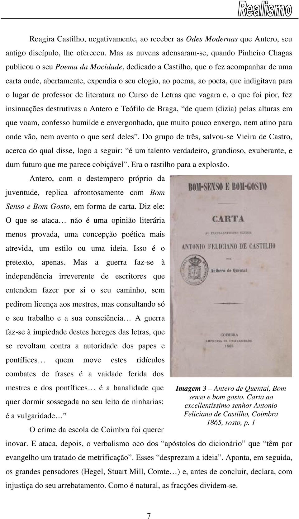 poeta, que indigitava para o lugar de professor de literatura no Curso de Letras que vagara e, o que foi pior, fez insinuações destrutivas a Antero e Teófilo de Braga, de quem (dizia) pelas alturas