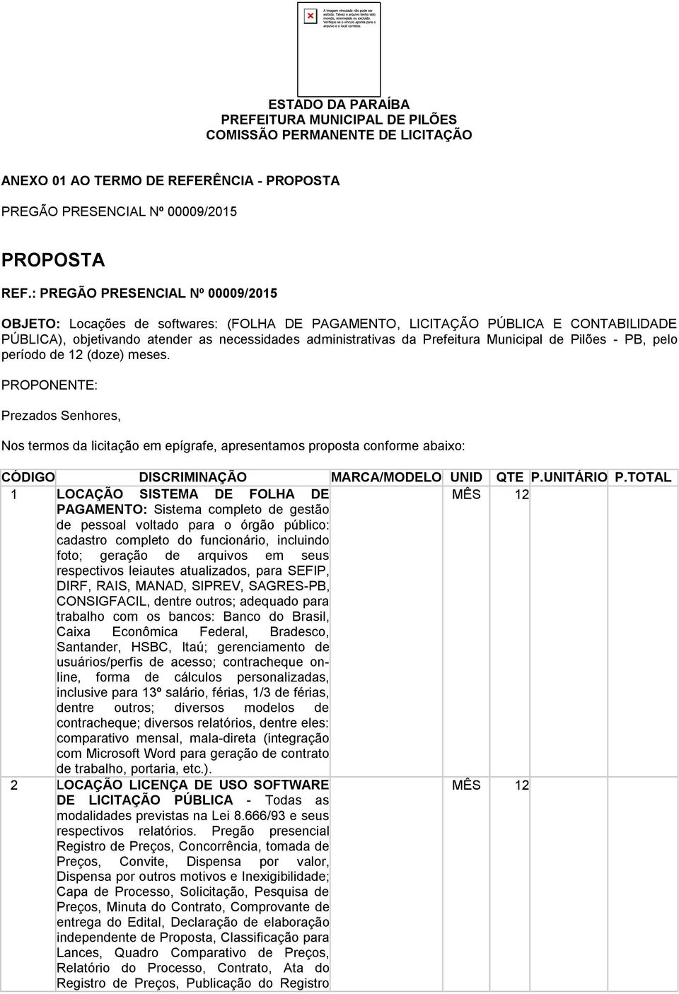 Municipal de Pilões - PB, pelo período de 12 (doze) meses.