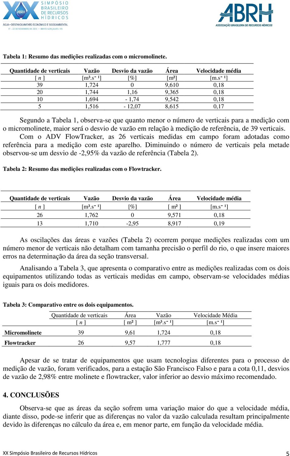 micromolinete, maior será o desvio de vazão em relação à medição de referência, de 39 verticais.