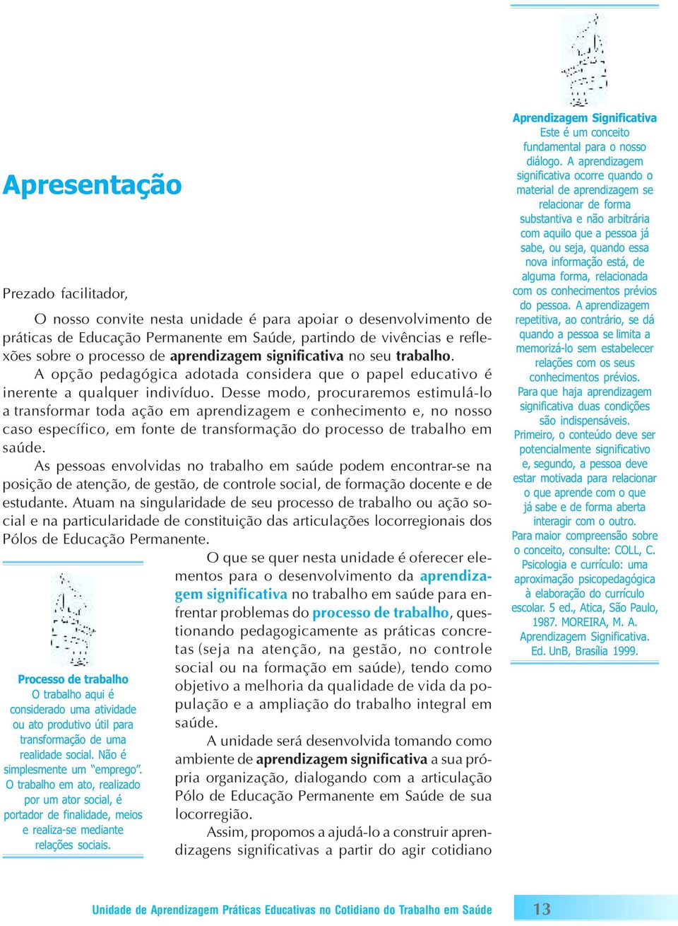 Desse modo, procuraremos estimulá-lo a transformar toda ação em aprendizagem e conhecimento e, no nosso caso específico, em fonte de transformação do processo de trabalho em saúde.