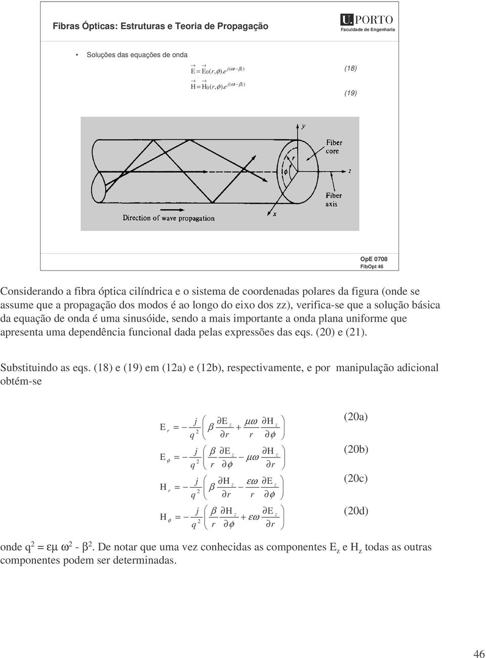 verifica-se que a solução básica da equação de onda é uma sinusóide, sendo a mais importante a onda plana uniforme que apresenta uma dependência funcional dada pelas expressões das eqs. (0) e (1).