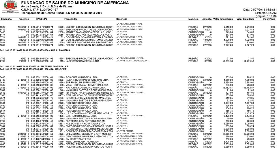 935/0001-64 2056 - MASTER DIAGNÓSTICA PROD.LAB.HOSP..VR.PC.39588. OUTROS/NÃO /0 645,00 645,00 0,00 5474 0/0 000.647.935/0001-64 2056 - MASTER DIAGNÓSTICA PROD.LAB.HOSP..VR.PC.39616.