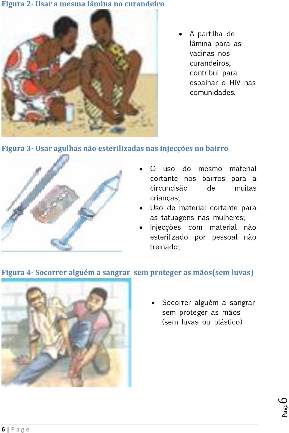 Figura 3- Usar agulhas não esterilizadas nas injecções no bairro O uso do mesmo material cortante nos bairros para a circuncisão de muitas