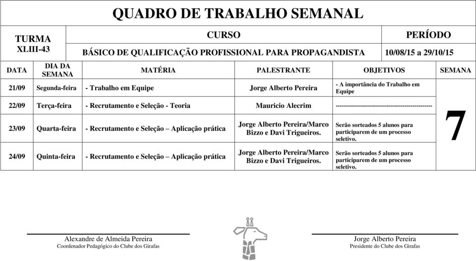 Recrutamento e Seleção Aplicação prática /Marco Bizzo e Davi Trigueiros. Serão sorteados 5 alunos para participarem de um processo seletivo.