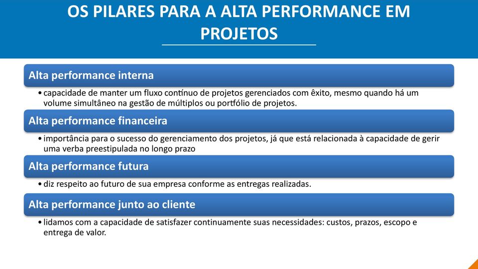 Alta performance financeira importa ncia para o sucesso do gerenciamento dos projetos, ja que esta relacionada a capacidade de gerir uma verba preestipulada no