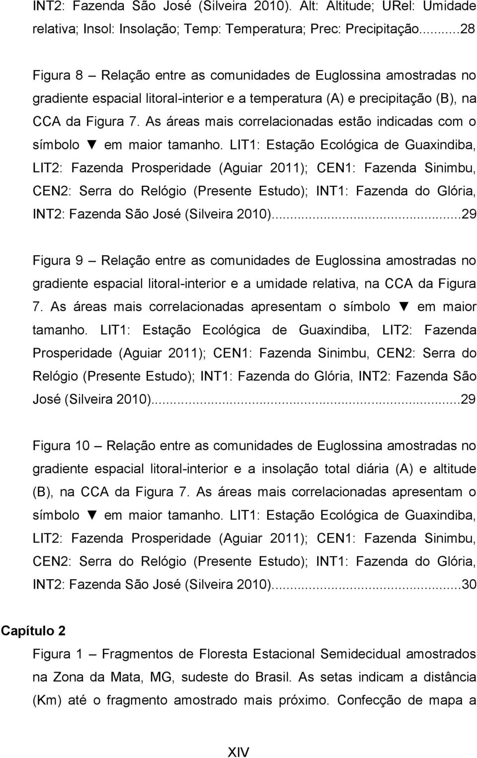 As áreas mais correlacionadas estão indicadas com o símbolo em maior tamanho.