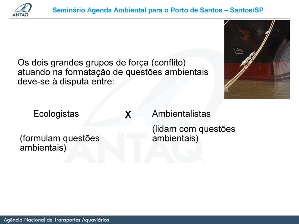 disputa entre: Ecologistas (formulam questões