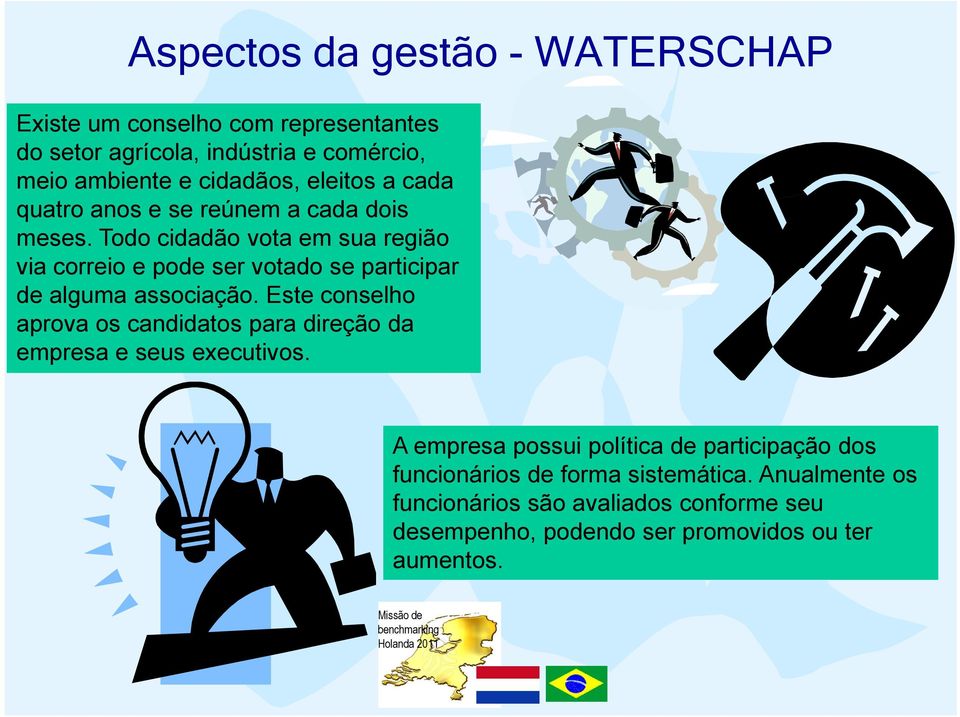 Todo cidadão vota em sua região via correio e pode ser votado se participar de alguma associação.