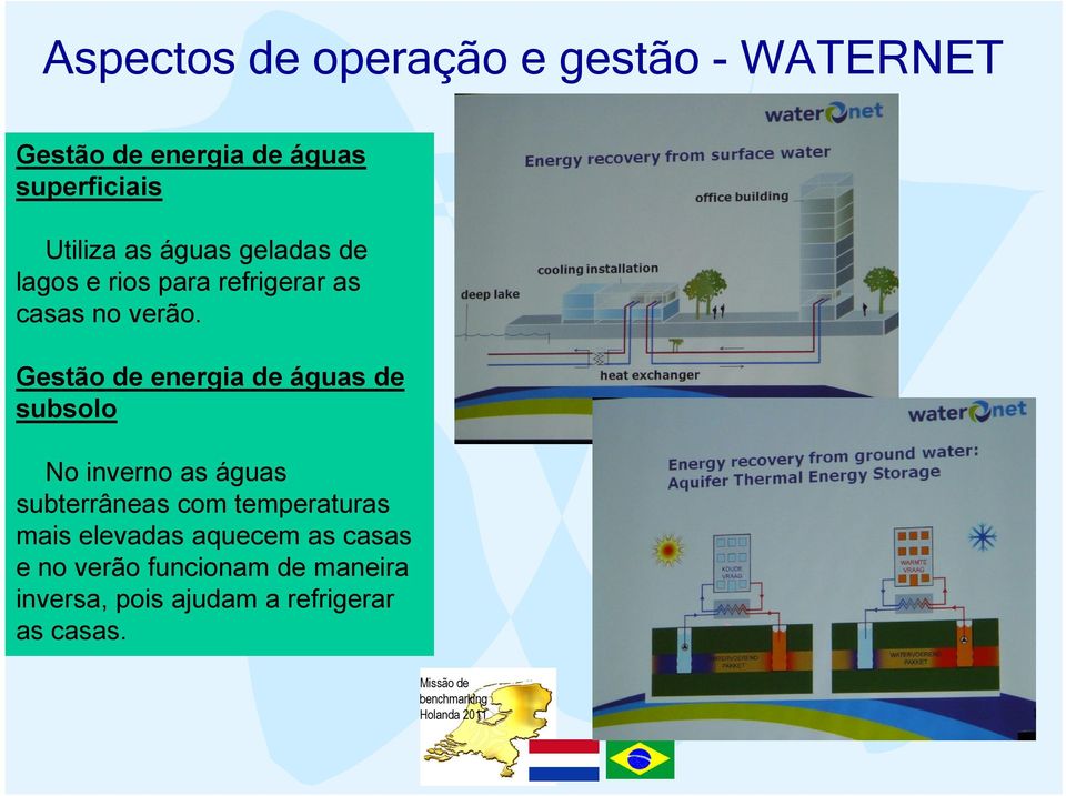 Gestão de energia de águas de subsolo No inverno as águas subterrâneas com temperaturas