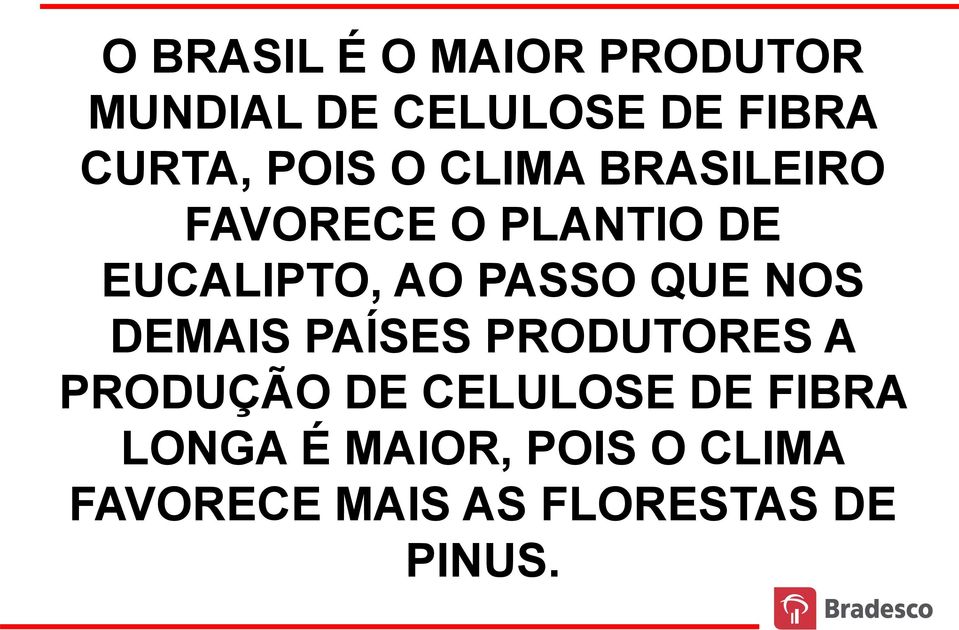 PASSO QUE NOS DEMAIS PAÍSES PRODUTORES A PRODUÇÃO DE CELULOSE DE