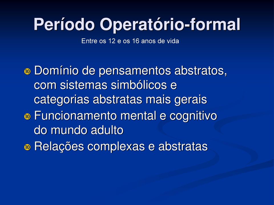 simbólicos e categorias abstratas mais gerais