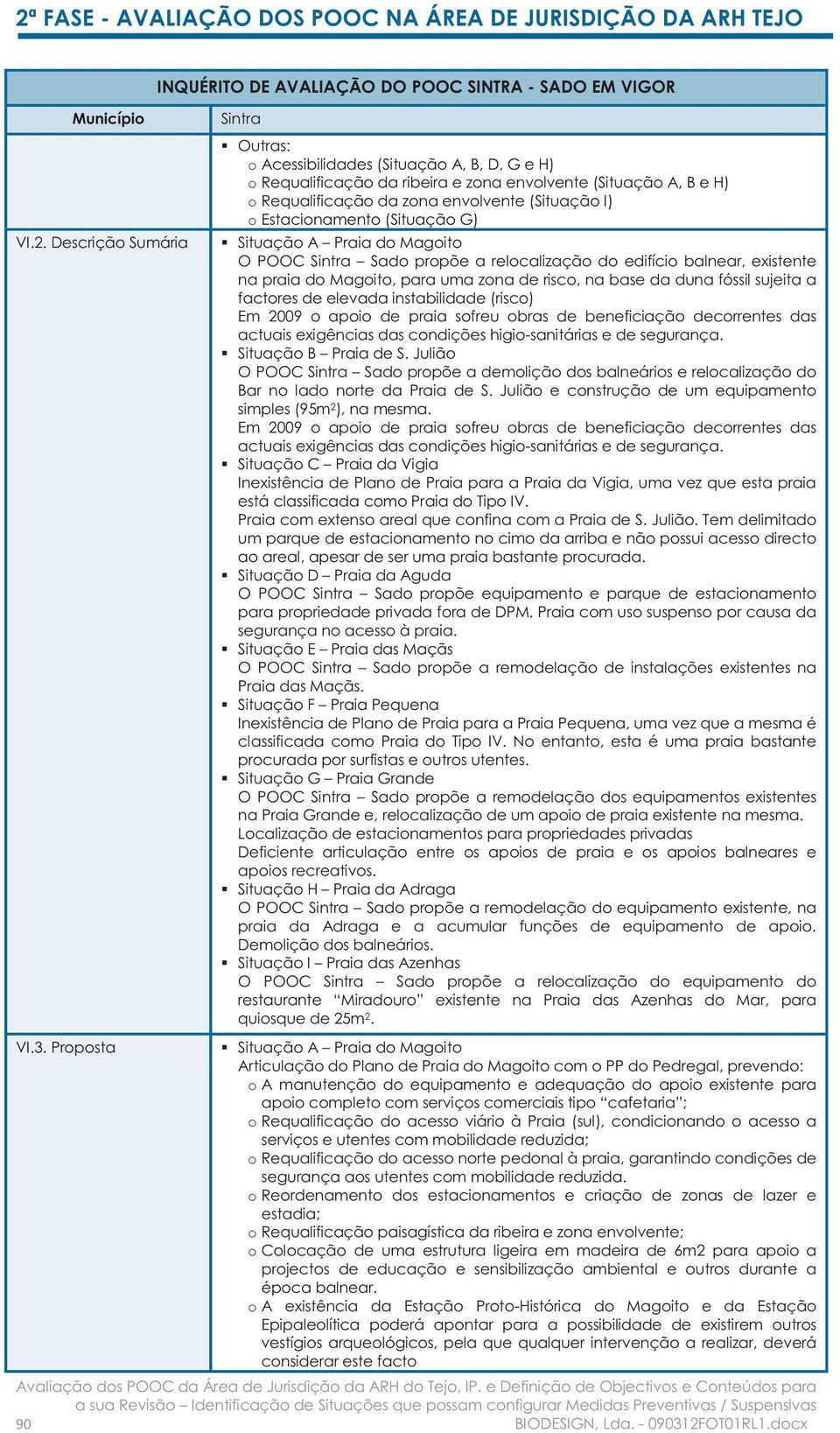 sujeita a factores de elevada instabilidade (risco) Em 2009 o apoio de praia sofreu obras de beneficiação decorrentes das actuais exigências das condições higio-sanitárias e de segurança.