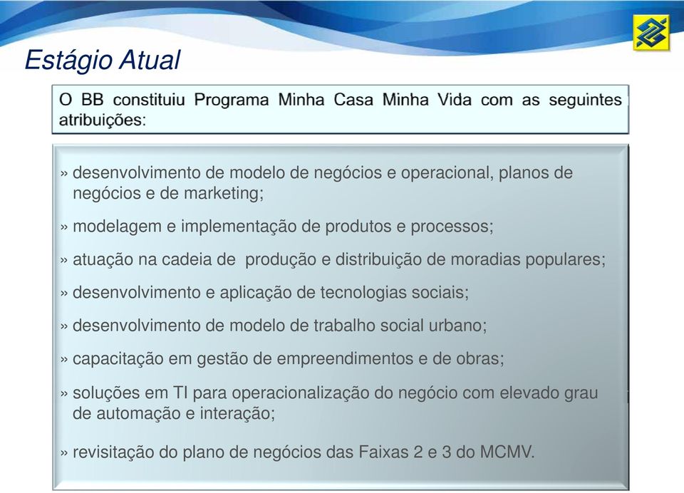 tecnologias sociais;» desenvolvimento de modelo de trabalho social urbano;»capacitação em gestão de empreendimentos e de obras;»