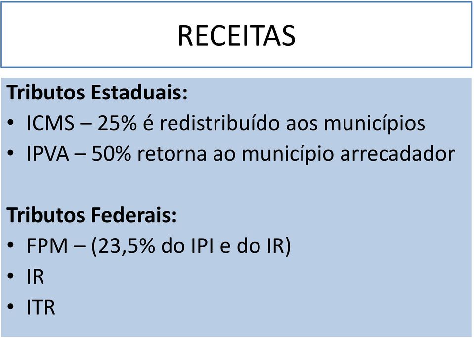 retorna ao município arrecadador