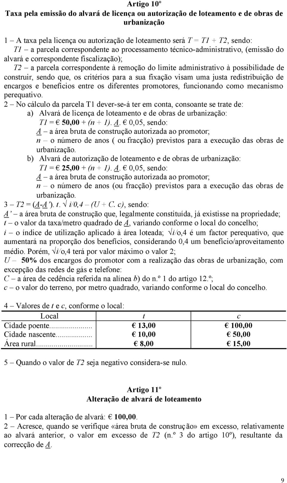 sendo que, os critérios para a sua fixação visam uma justa redistribuição de encargos e benefícios entre os diferentes promotores, funcionando como mecanismo perequativo.