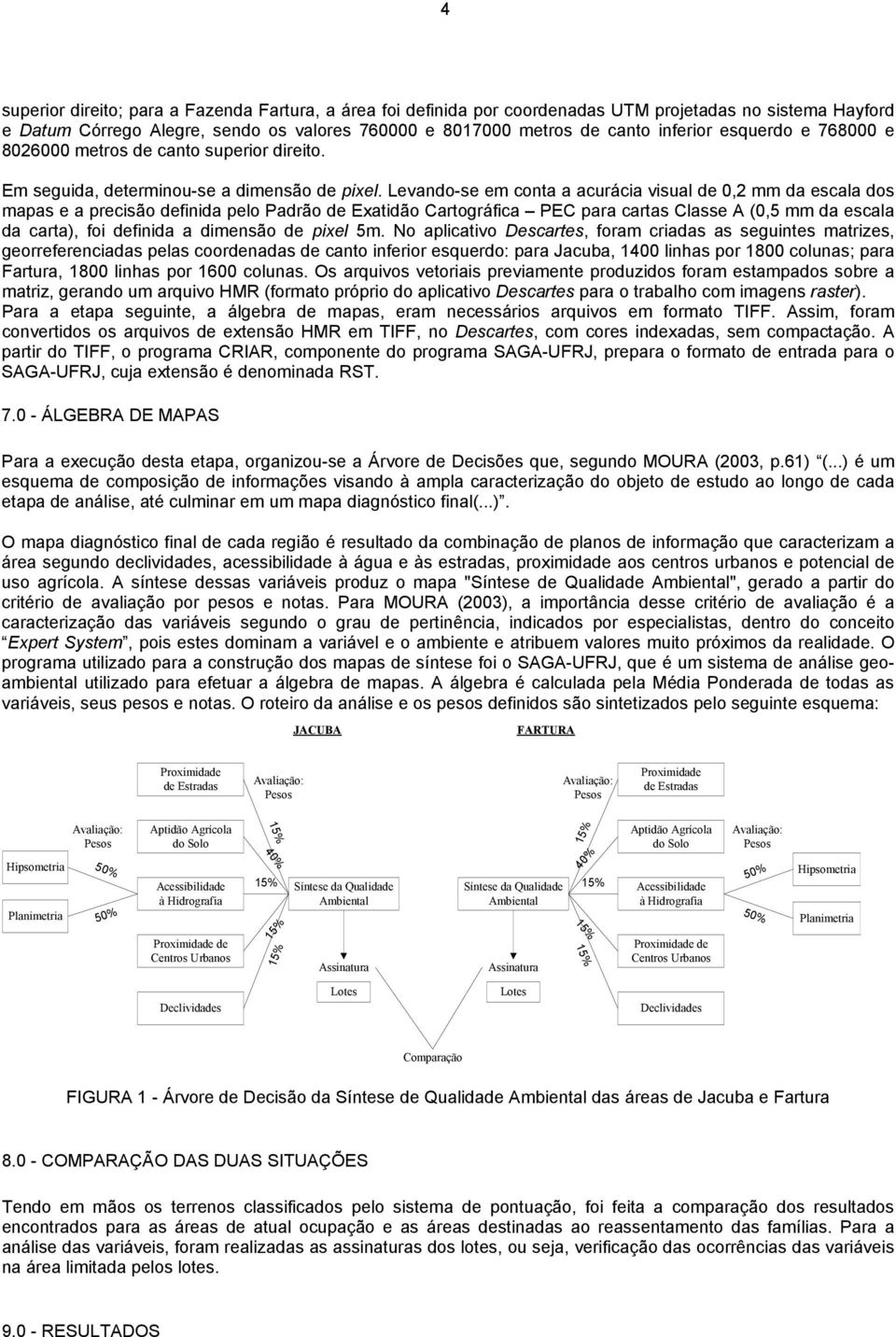 Levando-se em conta a acurácia visual de 0,2 mm da escala dos mapas e a precisão definida pelo Padrão de Exatidão Cartográfica PEC para cartas Classe A (0,5 mm da escala da carta), foi definida a