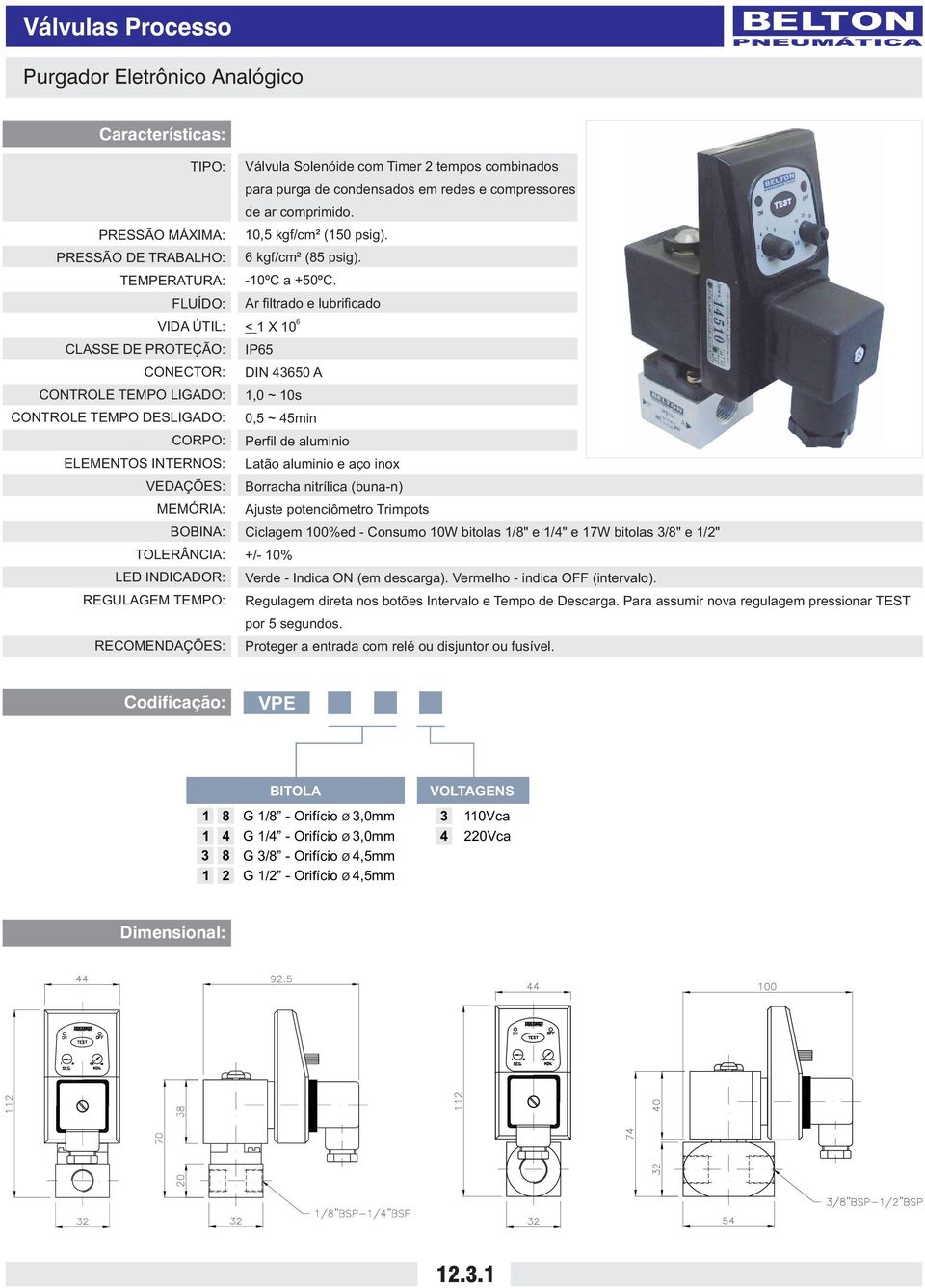 ,5 kgf/cm² (5 psig). 6 kgf/cm² (85 psig). -ºC a +5ºC.