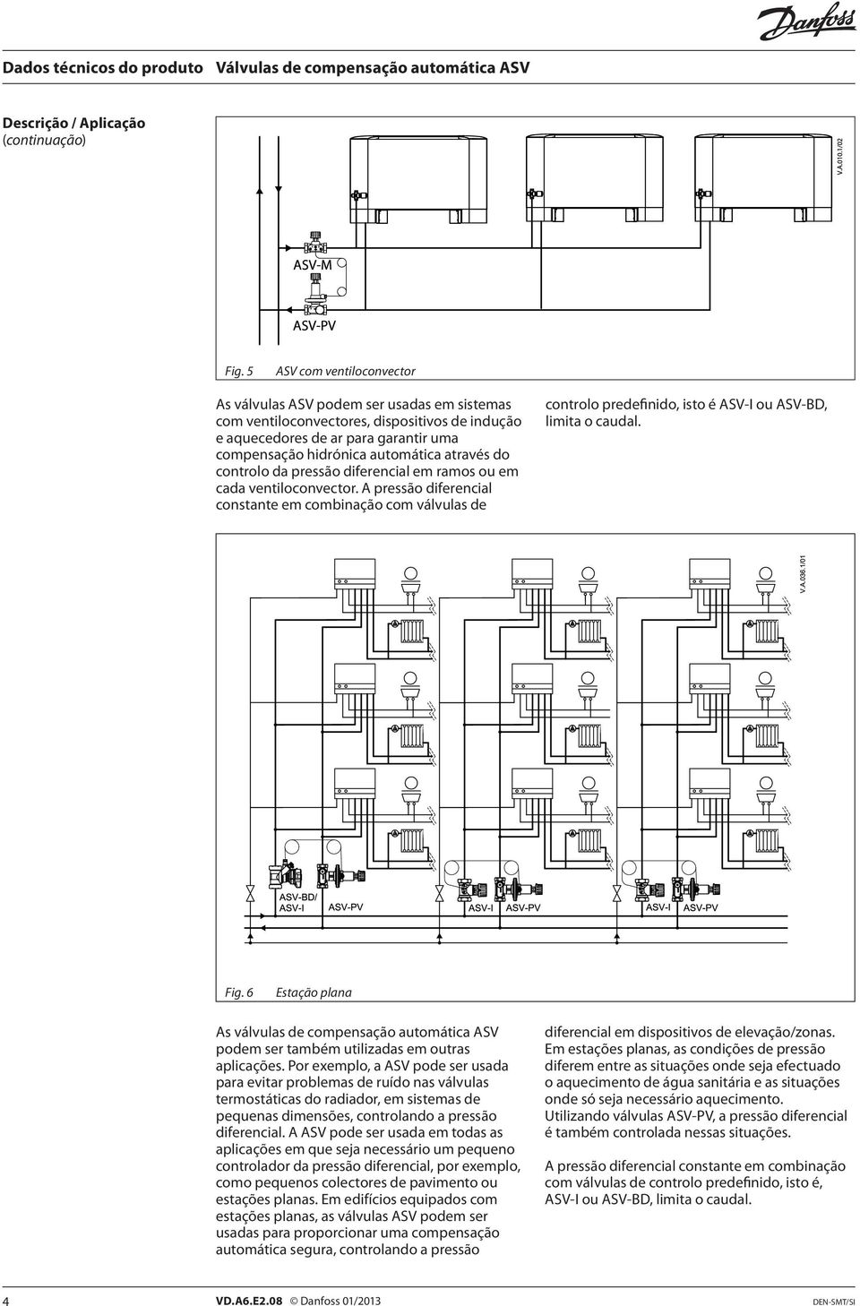 do controlo da pressão diferencial em ramos ou em cada ventiloconvector. A pressão diferencial constante em combinação com válvulas de controlo predefinido, isto é ASV-I ou ASV-BD, limita o caudal.